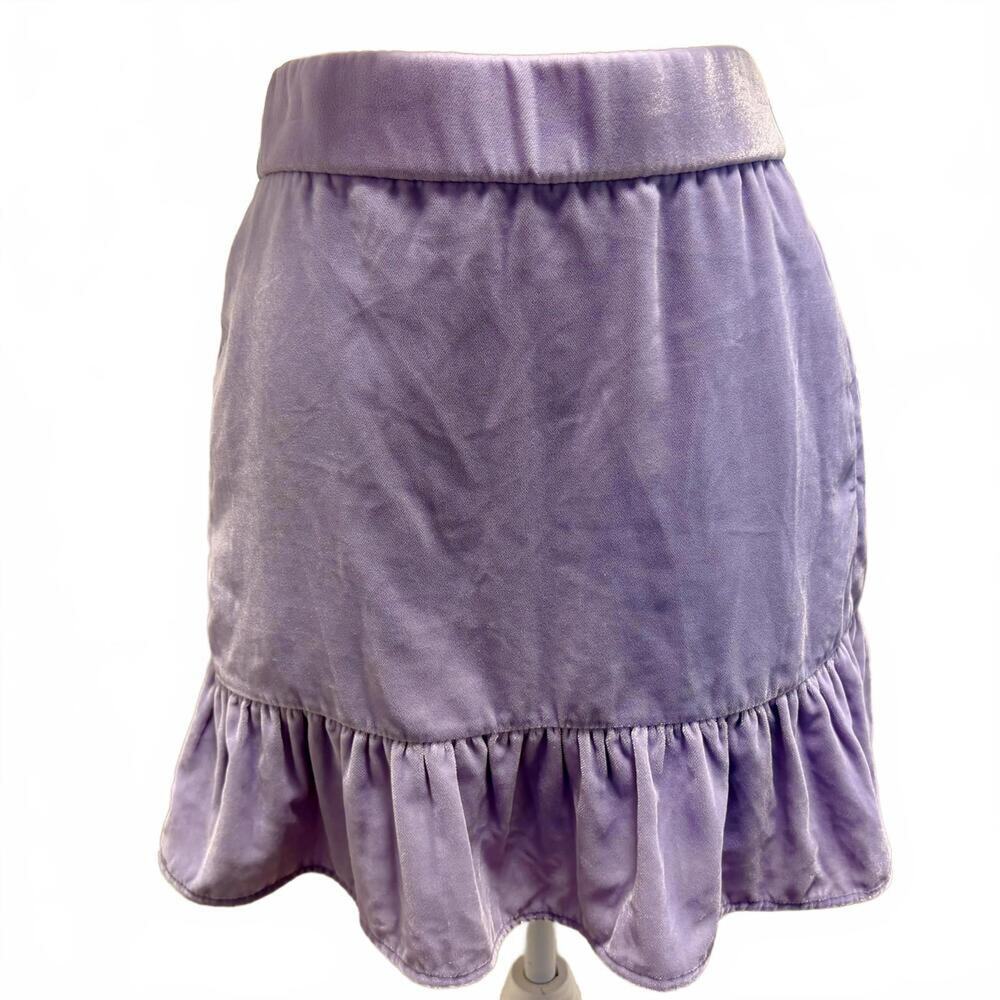 J. Crew Lavender Purple Velvet Ruffled Short Skirt Pleated Coquette Fairy Glam
